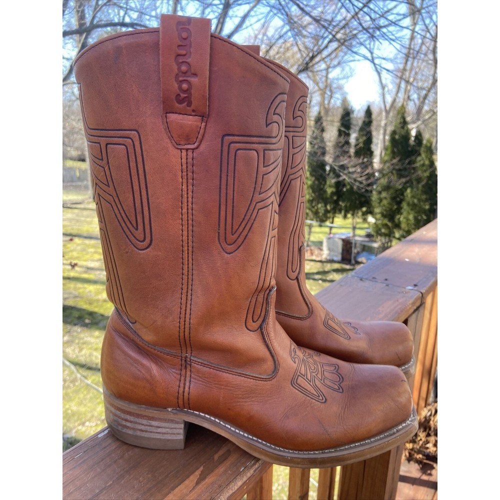 O'Sullivan HONDOS Brown Eagle Totem Square Toe Cowboy Boots Size 9 MENS
